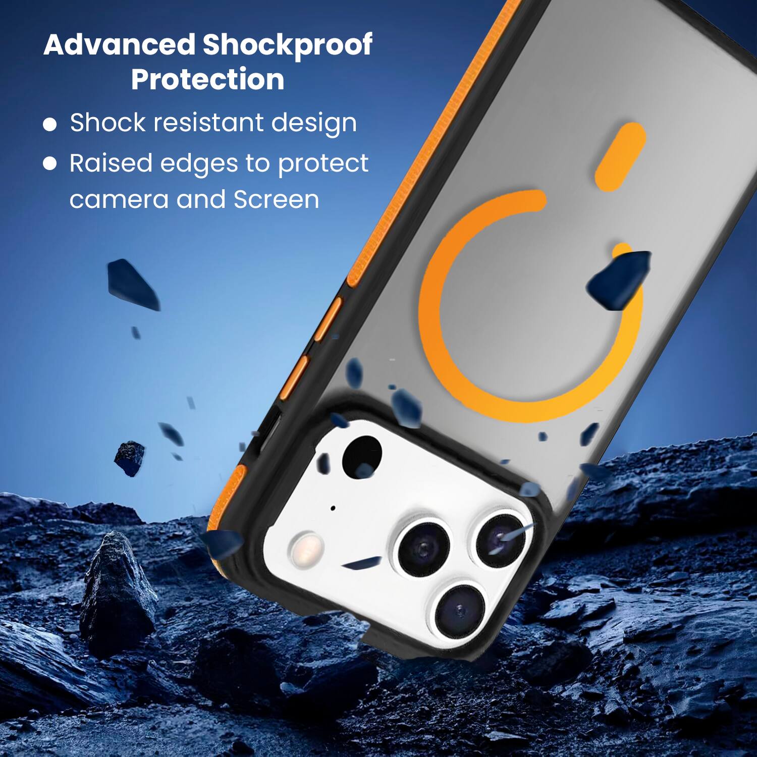 Advanced Shockproof Protection

- Shock resistant design
- Raised edges to protect camera and screen