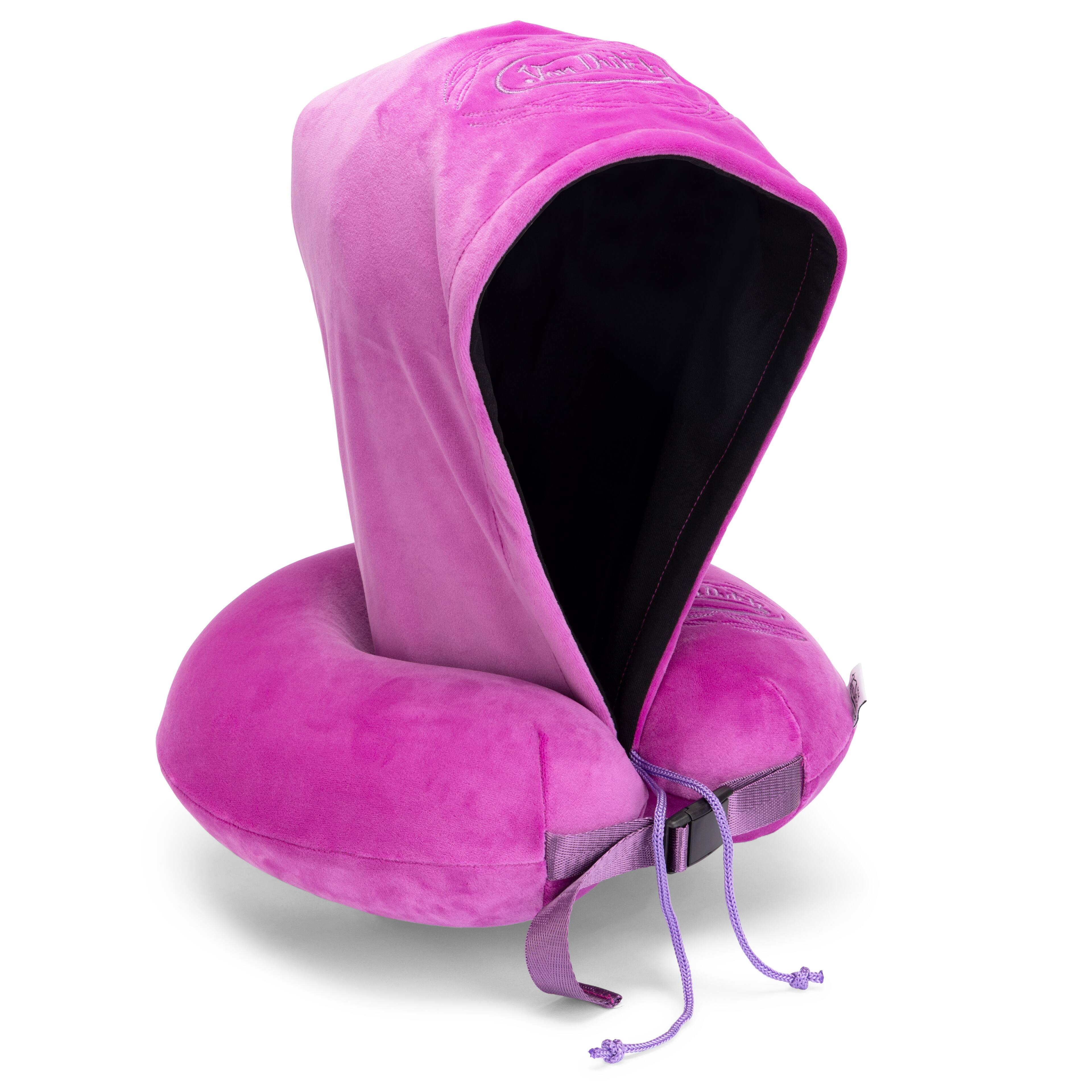 Alt View 4. Von Dutch - Pinstripe Hooded Memory Foam Travel Neck Pillow - Purple.