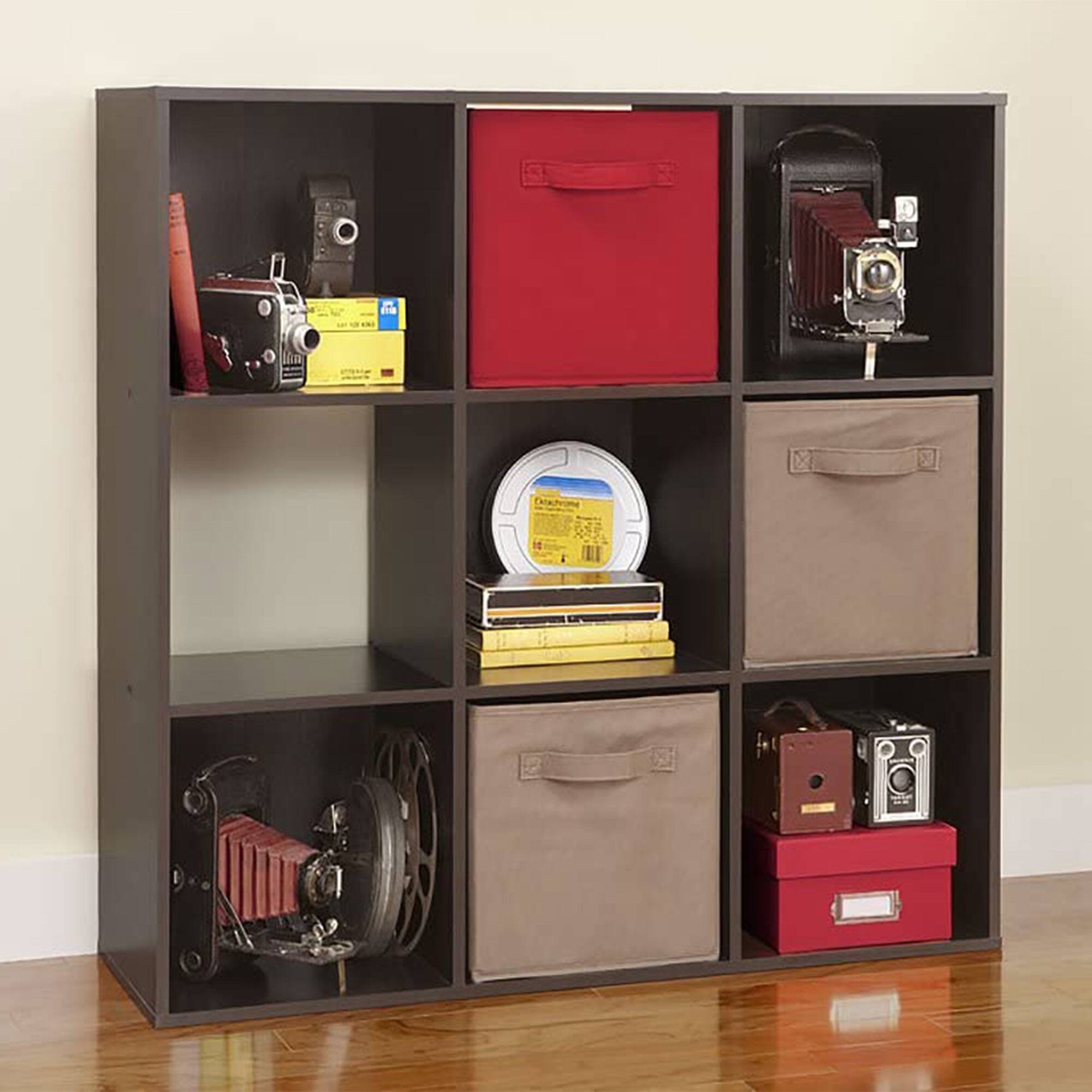 Alt View 3. ClosetMaid - ClosetMaid 9 Cube Wood Stackable Open Bookcase Display Shelf Organizer, Espresso - Espresso.