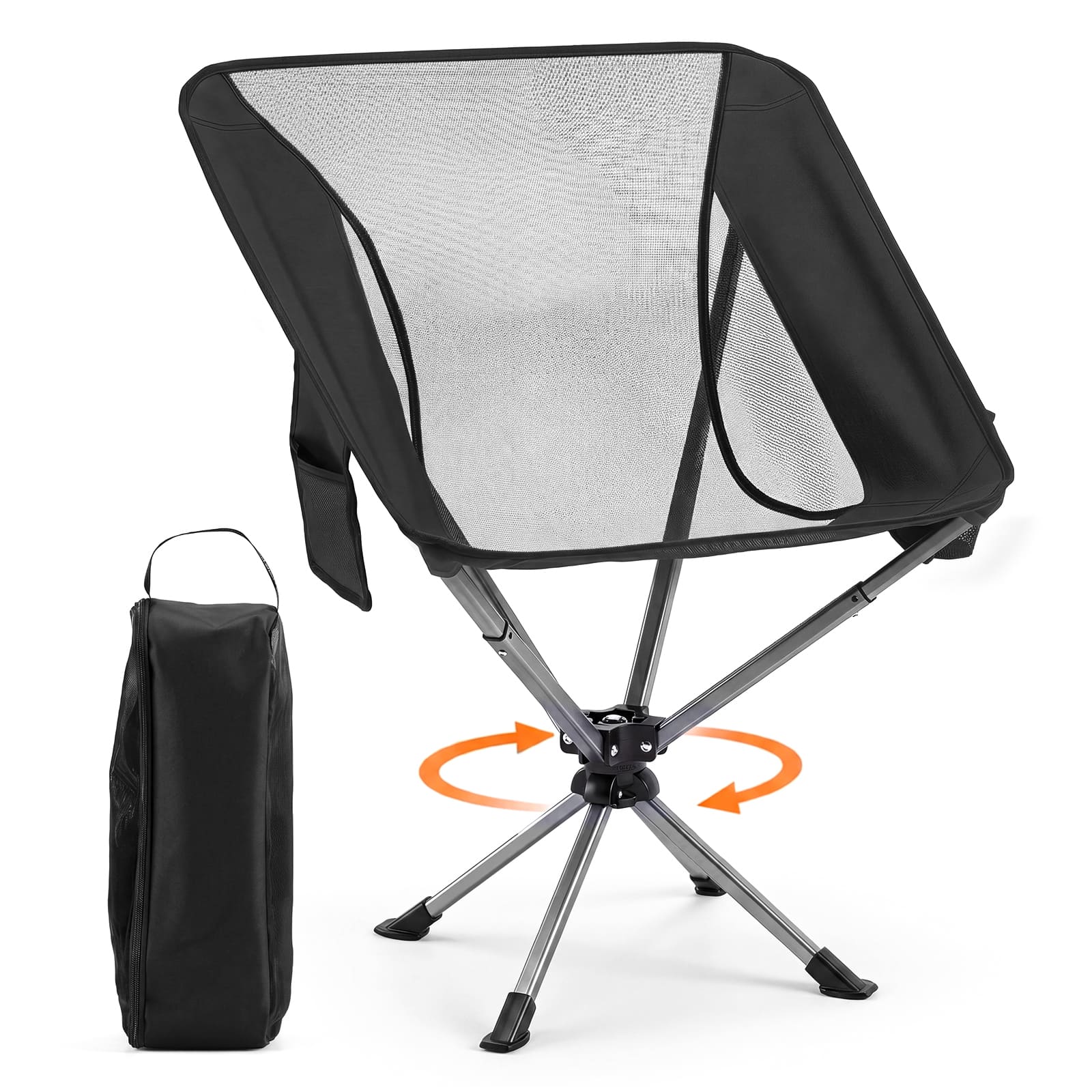 Costway - 360° Swivel Camping Chair, Lightweight Portable Folding Chair with Cup Holder - Black price history on PriceWatchPro
