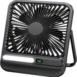 Loheer - Portable Travel Fan, Cruise Approved Rechargeable Desk Fan with Timer, Ultra Thin Quiet Battery Operated - Black