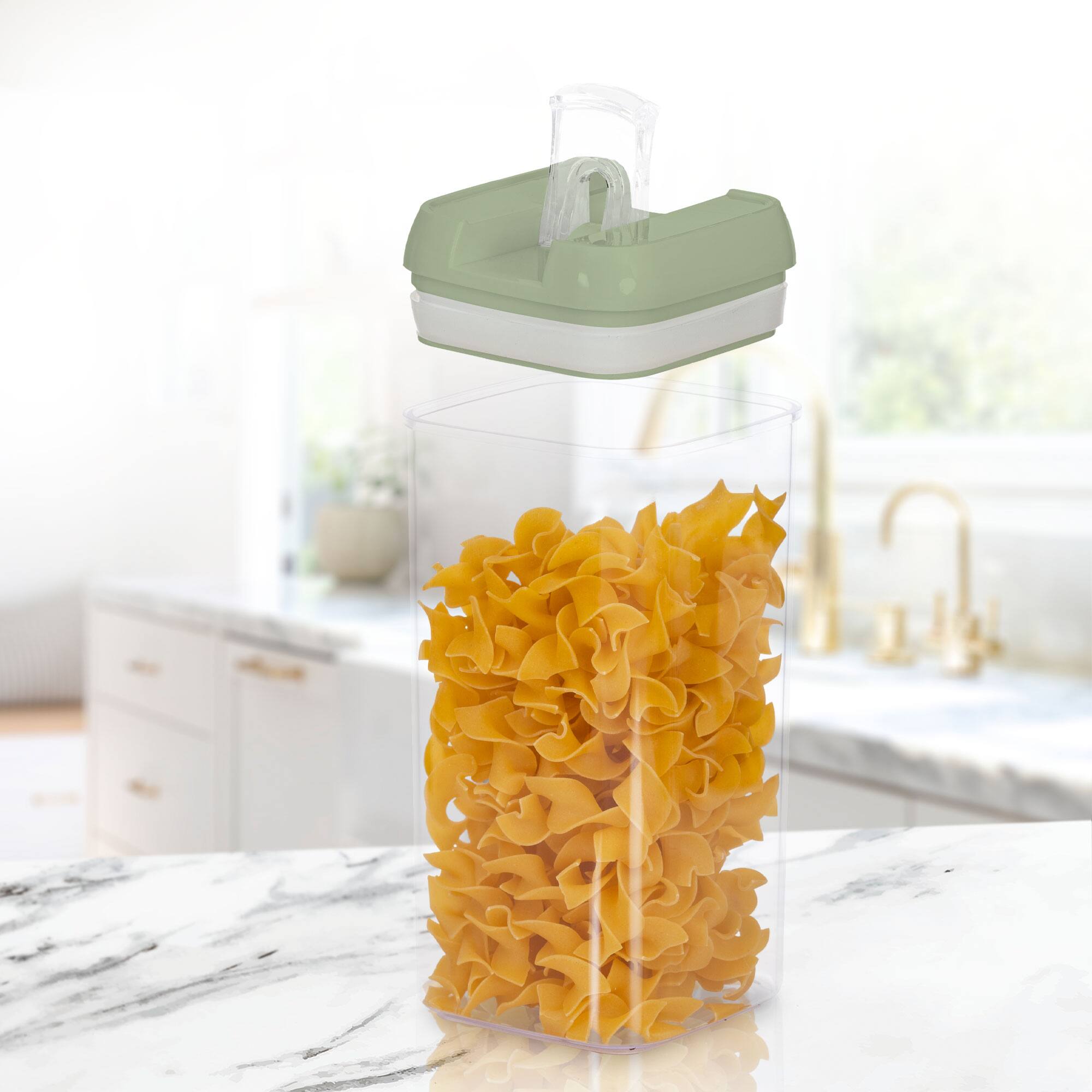 Back. Cheer Collection - 7-Piece Airtight Pantry Food Storage Container Set with Mixed Sizes, Flip-Top Lids & Reusable Labels - Mint.