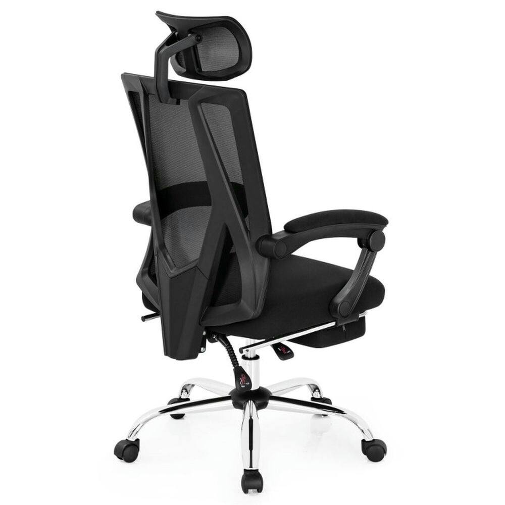 Left. Kadyn - Ergonomic Recliner Mesh Office Chair with Adjustable Footrest-Black, Home Office Computer Desk Chair - Black.