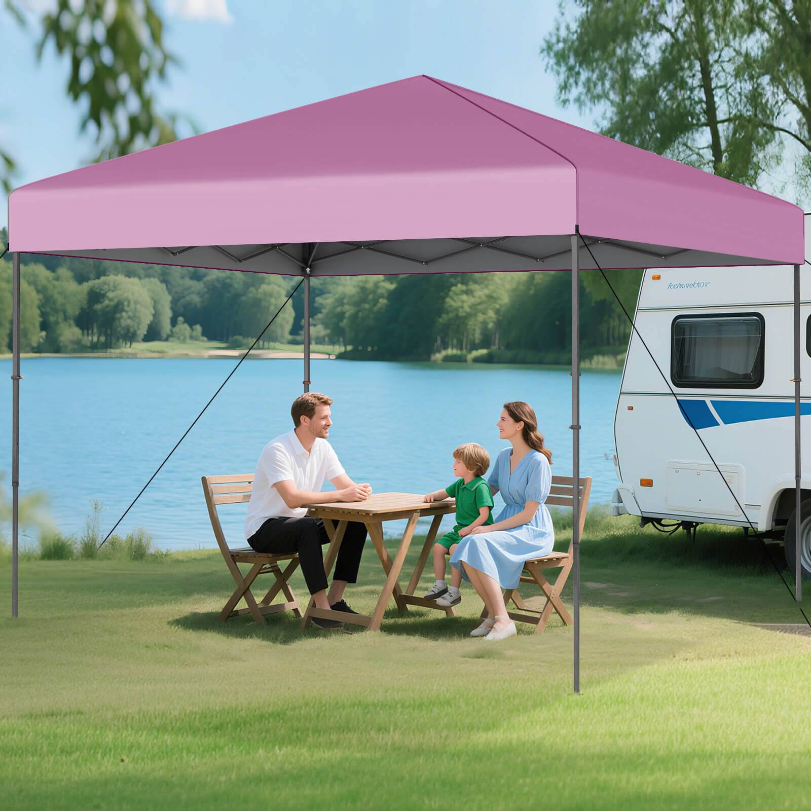 Alt View 4. Costway - Costway 10 X 10 FT Pop up Canopy Tent with Portable Carrying Bag 8 Stakes 4 Wind Ropes - Pink.