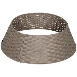 PULUZ - 27 inch Rustic Christmas Tree Skirt, Plastic Woven Christmas Tree Collar for Party, Holiday, Home Decoration - Coffee