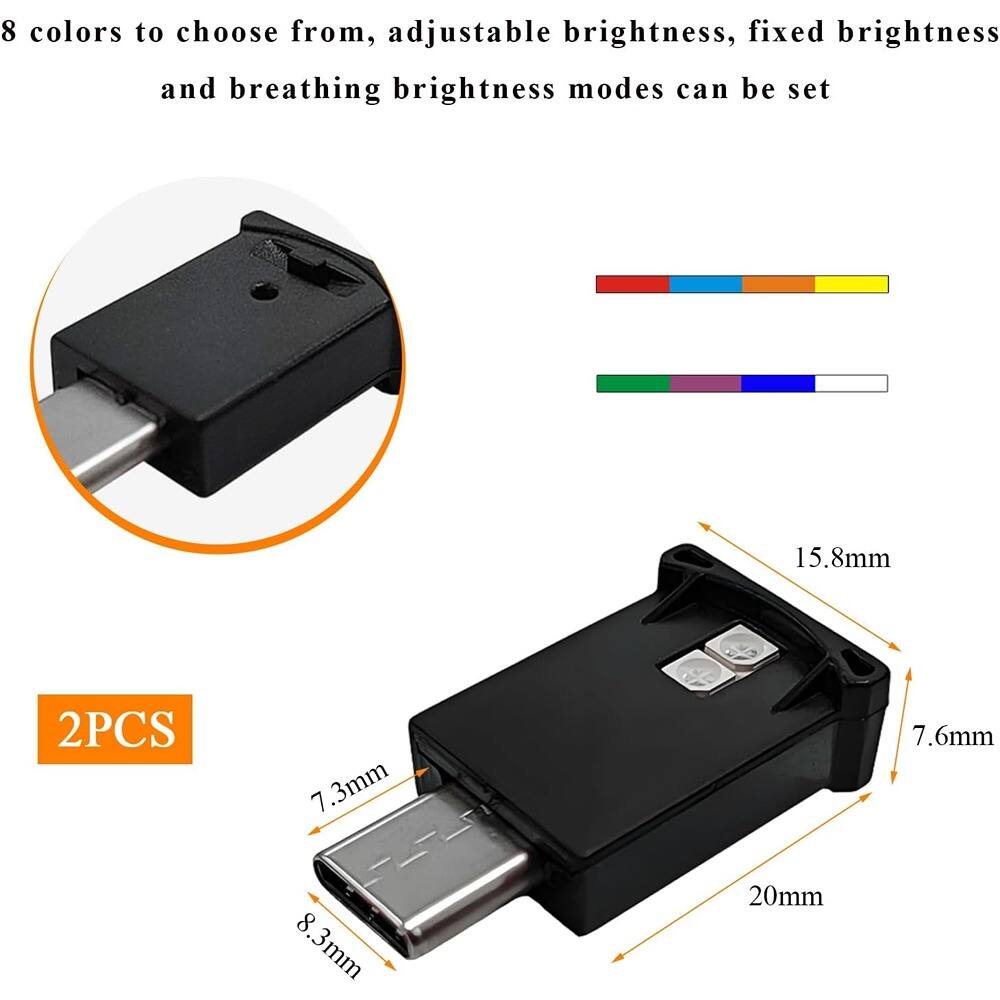 8 colors to choose from, adjustable brightness, fixed brightness and breathing brightness modes can be set

2PCS

15.8mm

7.3mm

7.6mm

8.3mm

20mm