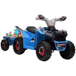 Aosom - Kids ATV Quad Car with Back Trailer, 6V Electric Ride On Car with F/B Function, Wear-Resistant Wheels, for 18-36 Months
