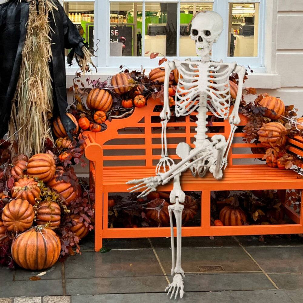 Alt View 3. Boyel Living - 5.4 FT Indoor and Outdoor Decor Life Size Poseable Halloween Skeleton - White.