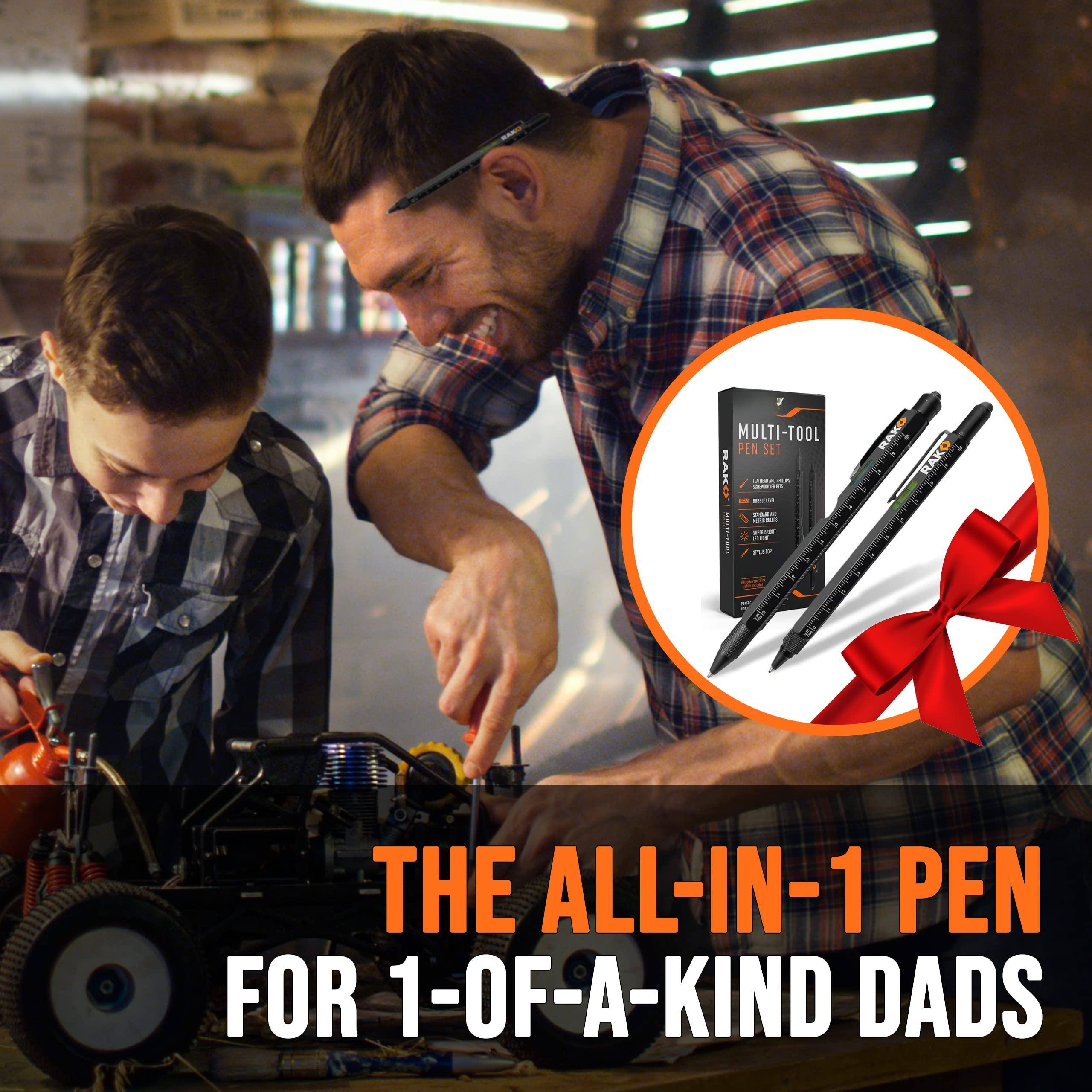 THE ALL-IN-1 PEN FOR 1-OF-A-KIND DADS

MULTI-TOOL PEN SET
RAKO

- SCREWDRIVER
- MEASURING TAPE
- SCISSORS
- PENCIL
- RULER
- BOLTS
- SCREW