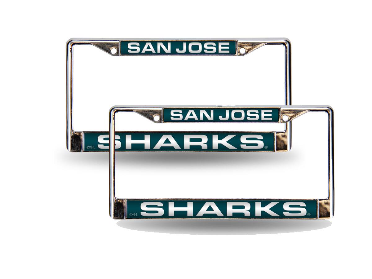 San Jose Sharks NHL Chrome Metal Laser Cut License Plate Frame - Set of 2 Frames