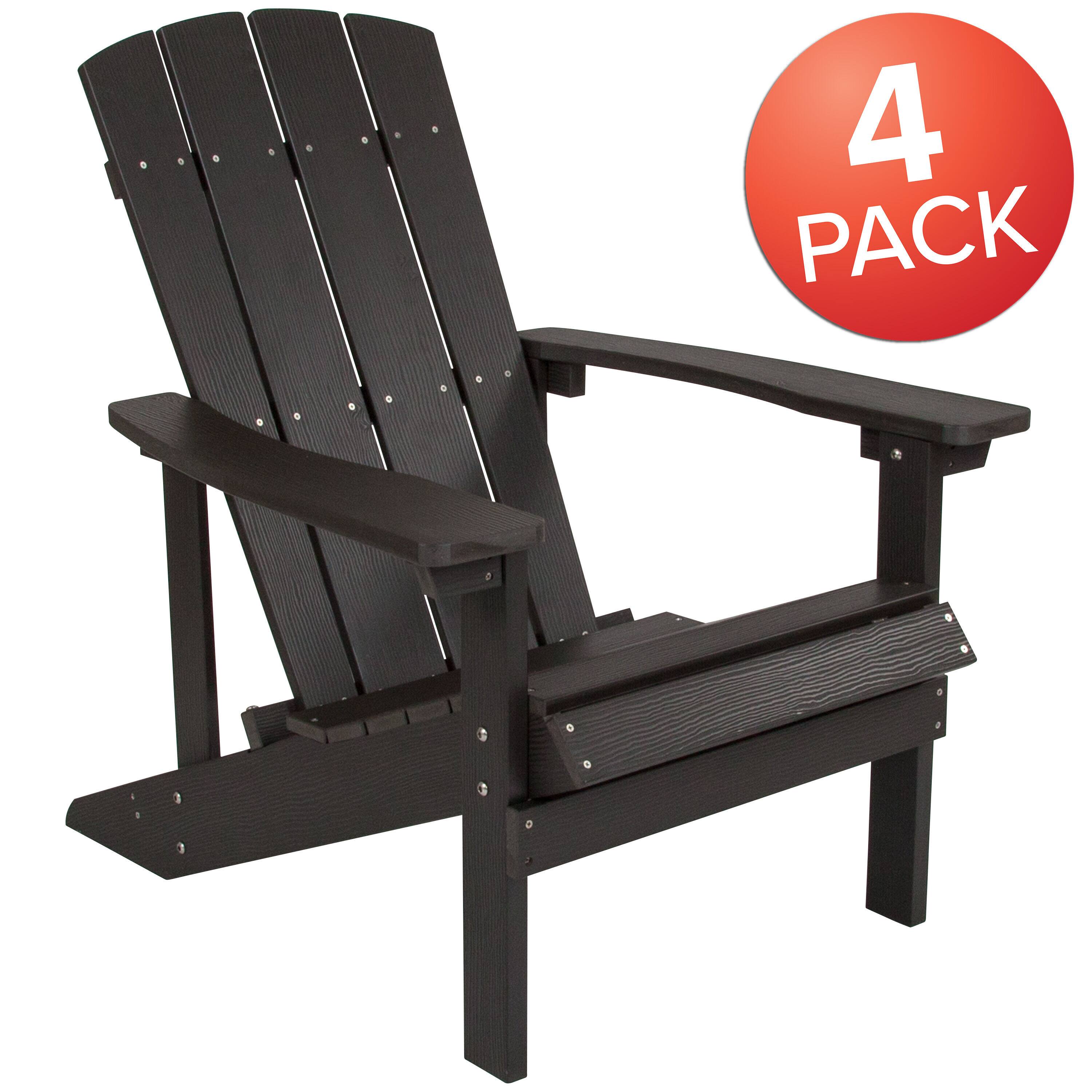 Alt View 1. Emma + Oliver - 4 Pack Outdoor All-Weather Poly Resin Wood Adirondack Chairs - Slate Gray.