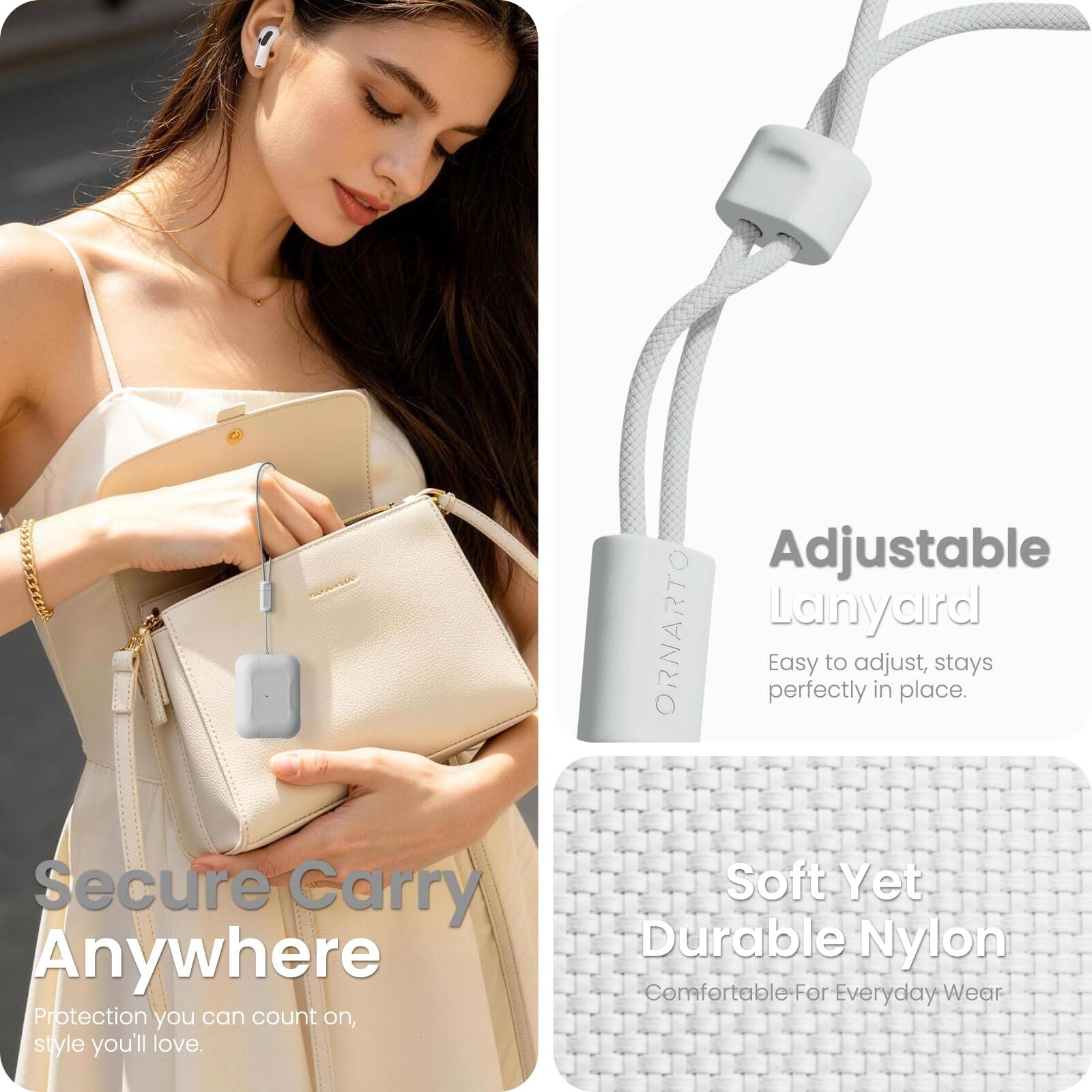 Adjustable Lanyard  
Easy to adjust, stays perfectly in place.  
Secure Carry Anywhere  
Protection you can count on, style you'll love.  
Soft Yet Durable Nylon  
Comfortable For Everyday Wear