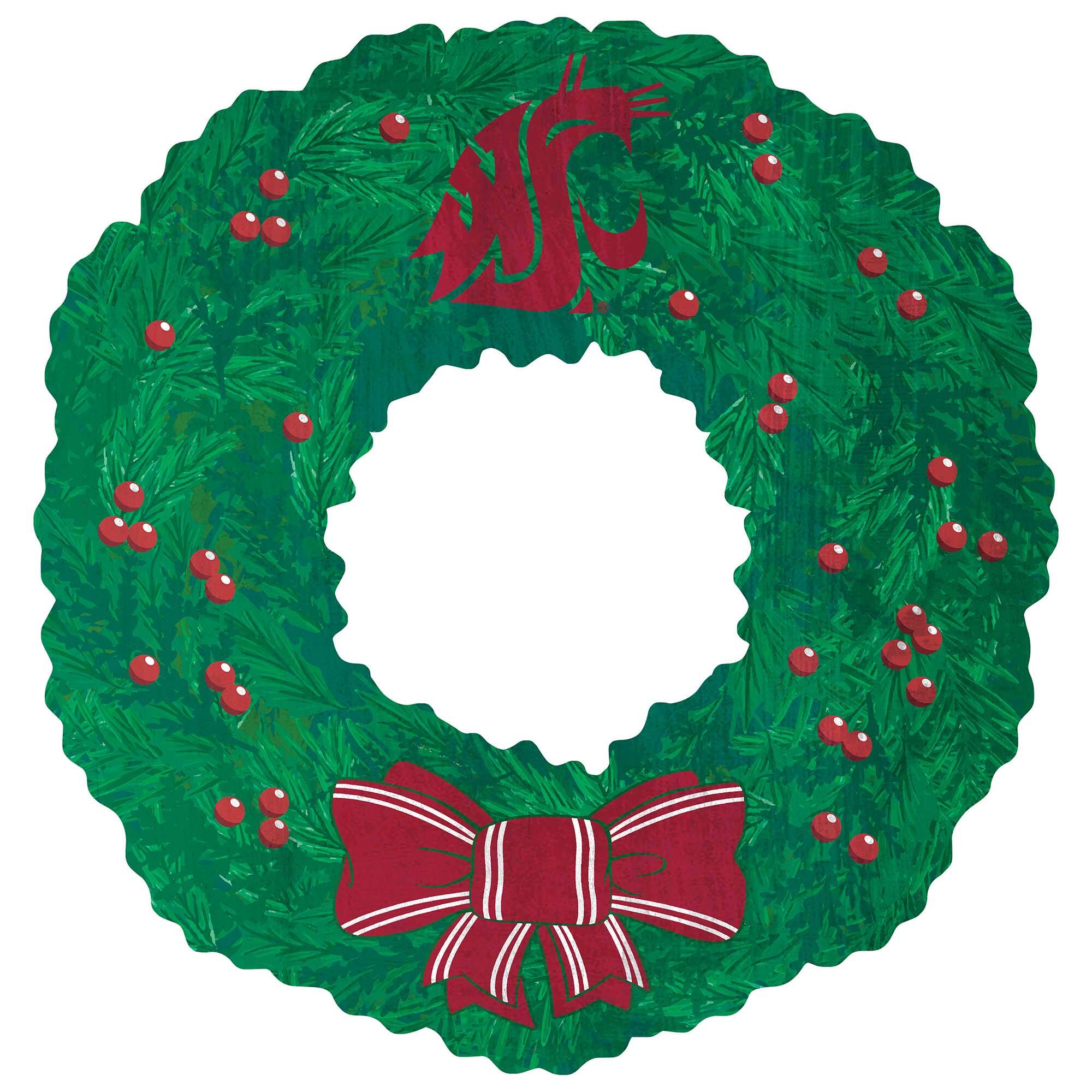 Front. Fan Creations - Washington State Cougars 16'' Team Wreath Sign - Green.