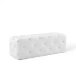 Amour 48" Tufted Button Entryway Faux Leather Bench by Modway - White