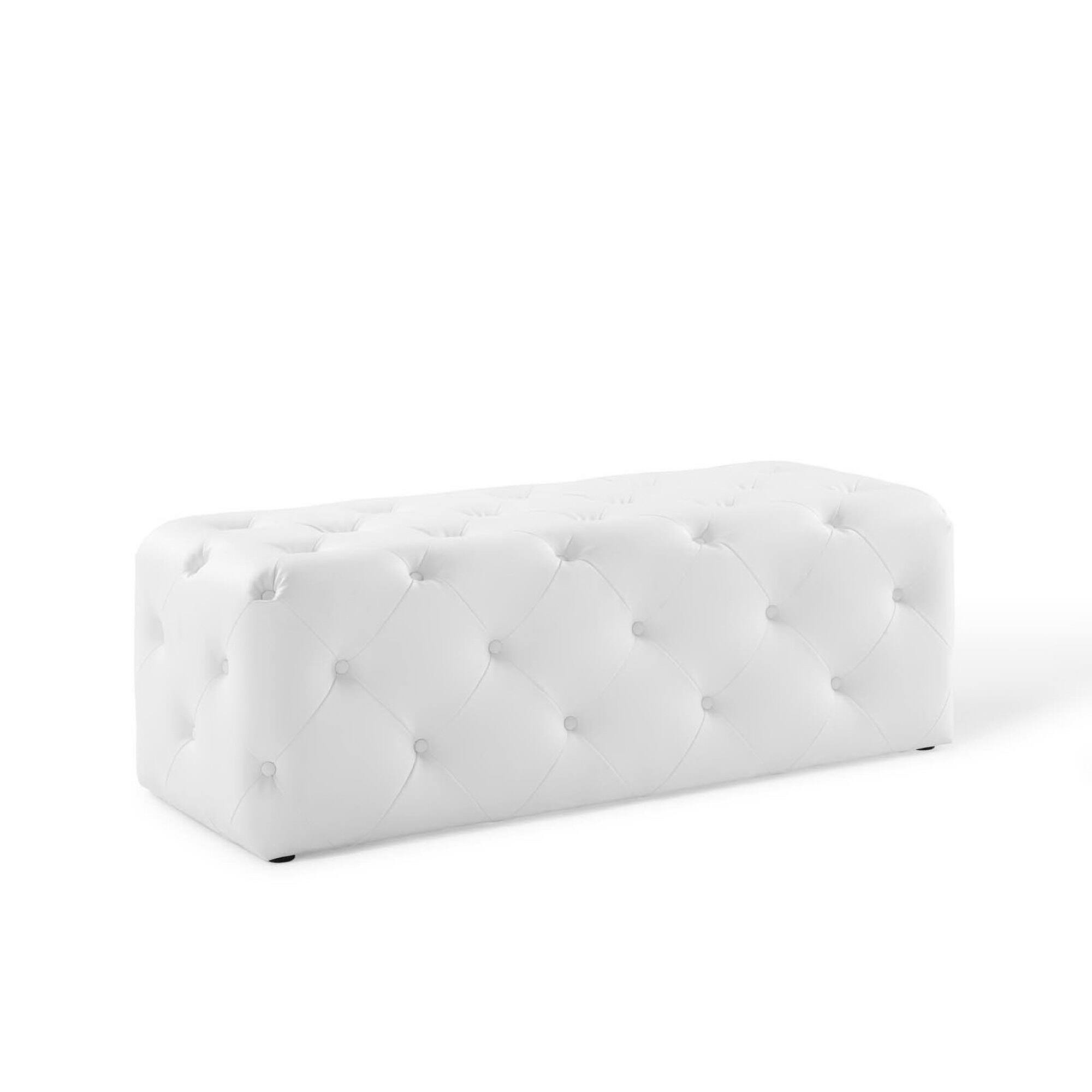 Front. Modway - Amour 48" Tufted Button Entryway Faux Leather Bench by Modway - White.