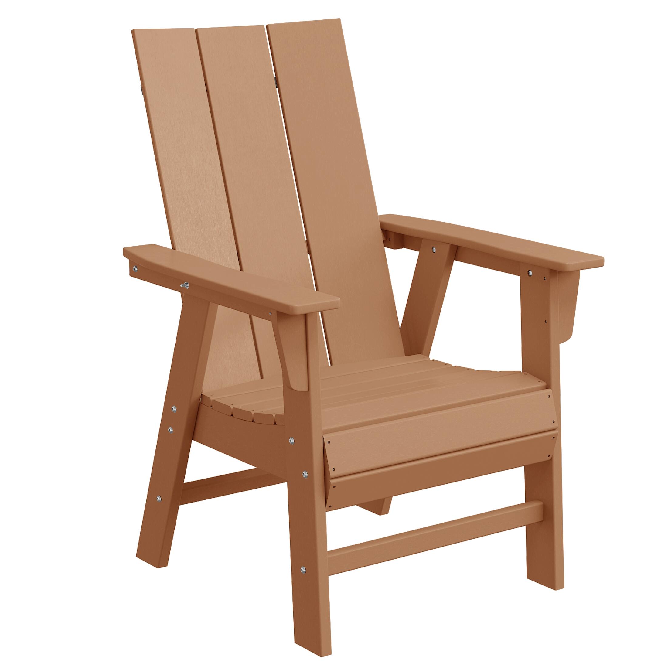 Left. WestinTrends - WestinTrends Ashore Outdoor Patio HDPE Plastic Modern Adirondack Dining Chairs (Set of 2) - Teak.