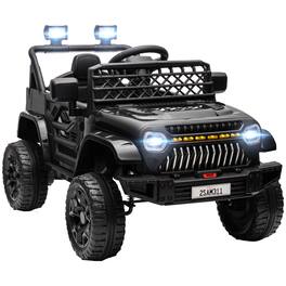 Ecooso - 12V Electric Ride-On Truck with Remote Control, Music, LED Headlights & 3-Speed Suspension System - Black