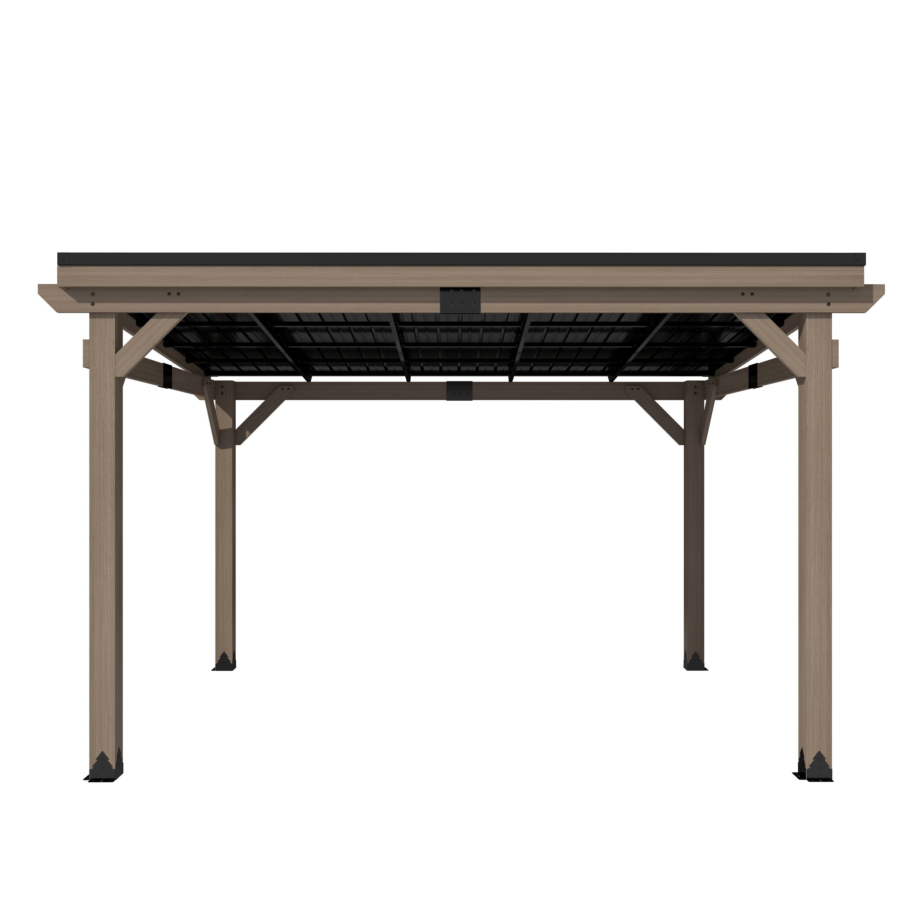 Alt View 4. Mondawe - 10x12 ft. Cedar Hardtop Gazebo - Black.