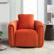 Front. Bestier - 30.5" Wide Modern Soft Velvet Upholstered Swivel Armrest Barrel Chair with Pillow - Orange.