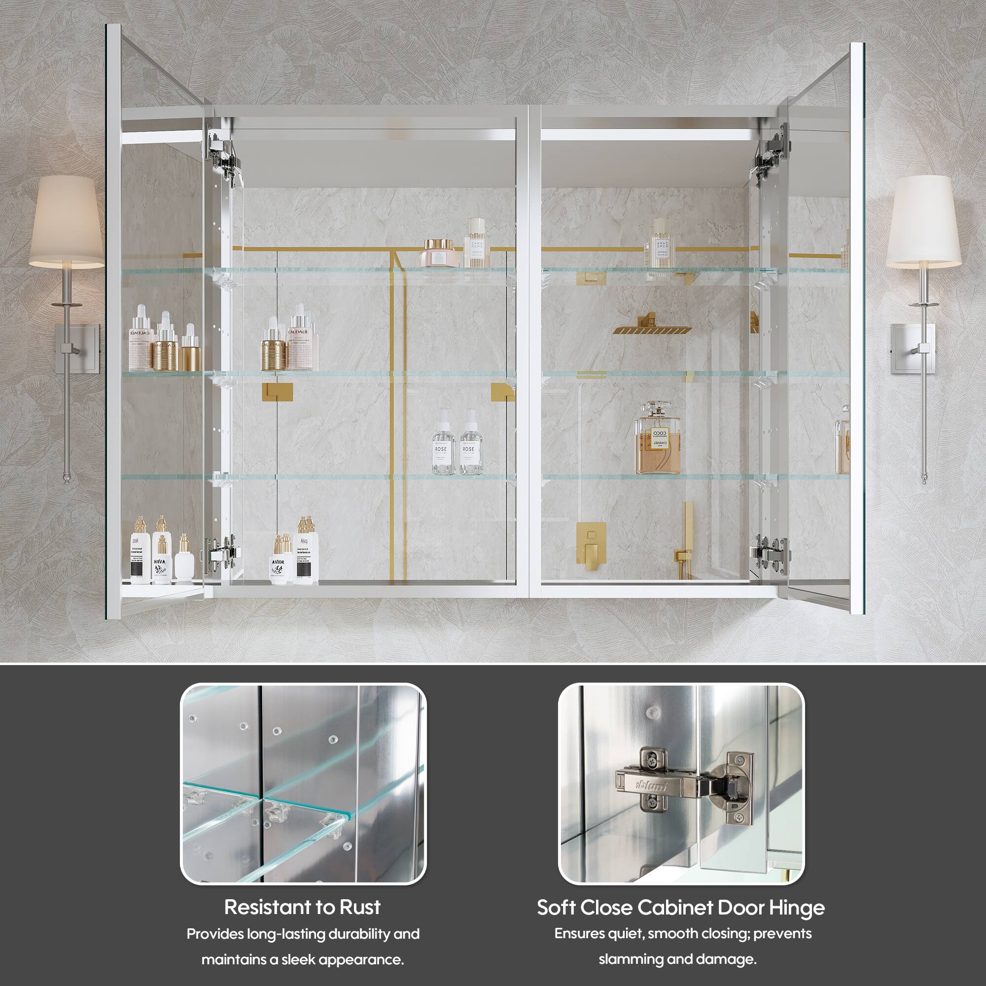 - Resistant to Rust: Provides long-lasting durability and maintains a sleek appearance.
- Soft Close Cabinet Door Hinge: Ensures quiet, smooth closing; prevents slamming and damage.