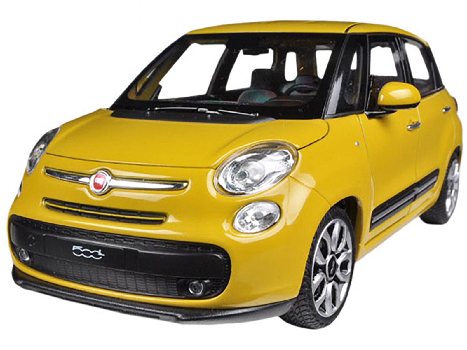 Alt View 1. Welly - 2013 Fiat 500L Yellow 1/24 Diecast Car Model by Welly.