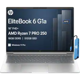 HP - Upgraded - EliteBook 16 - 6 G1a 16" FHD+ AI Notebook - EliteBook 665 - AMD Ryzen 7 PRO 250 2025 - 16GB RAM - 512GB SSD - Win11Pro - Silver