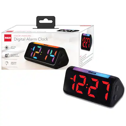 EVEN COMPORT am Clock Digital Alarm
RCA COLOR CHANGING RCA Digital Alarm Clock RCA LED Color Display MA Dual Alarm & Z Snooze Function totato Adjustable Brightness RCA AM SCREEN 1227 25
