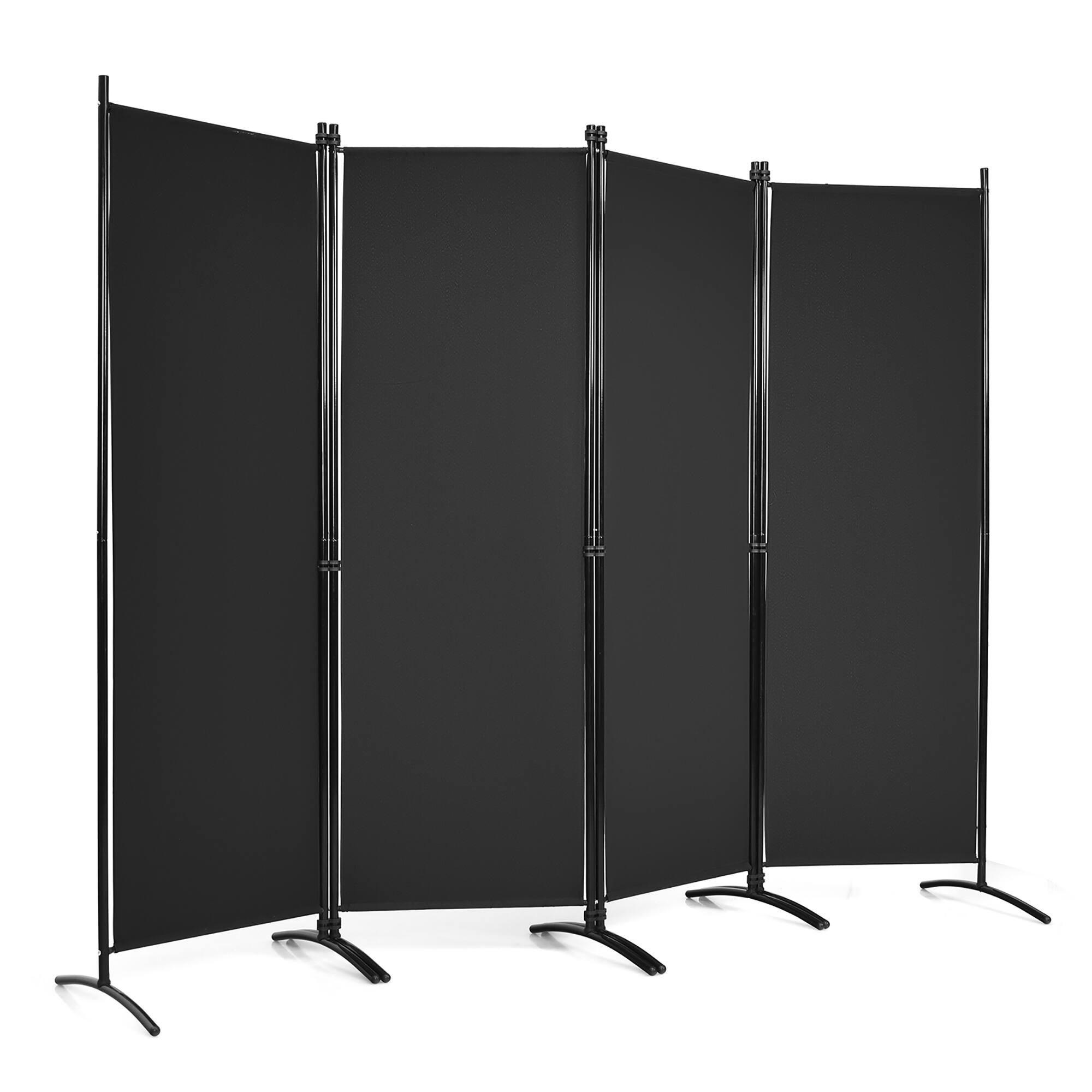 Alt View 9. Costway - Costway 4-Panel 5.6ft Room Divider Folding Fabric Privacy Screen w/Steel Frame - Black.