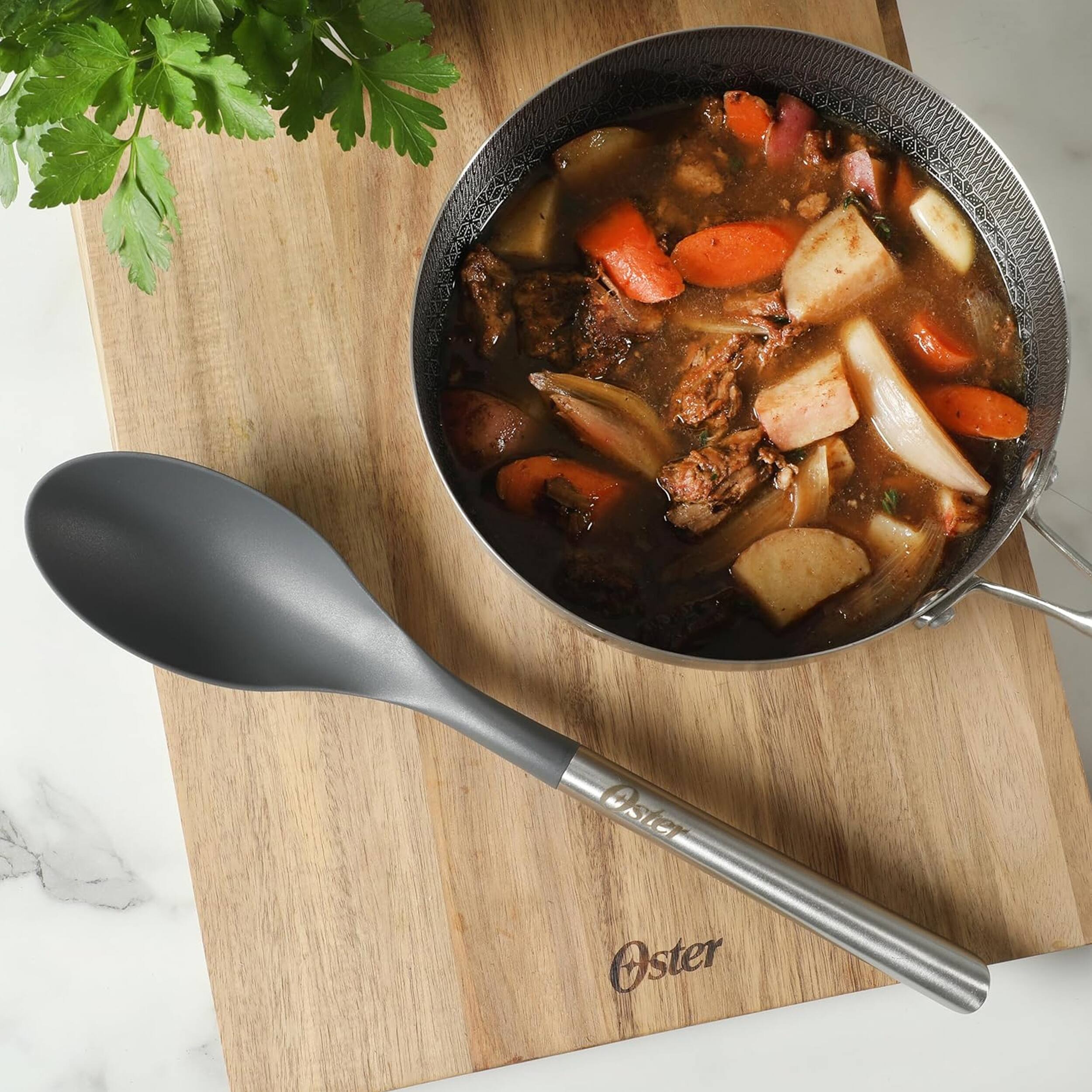 Alt View 3. Oster - Oster Chadswyck 13.8 Inch Nylon Serving Spoon With Stainless Steel Handle in Silver.