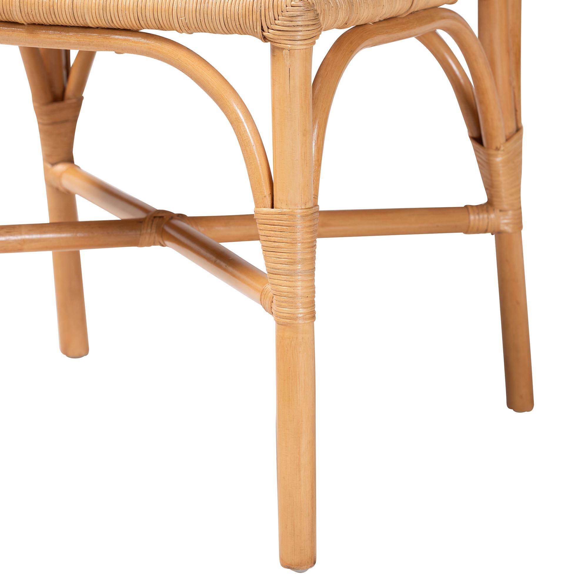 Alt View 1. bali & pari - Oxford Round Back Rattan Dining Chair Set of 2 - Handwoven Cane Accent Chairs with Open Lattice Design - Light Honey.