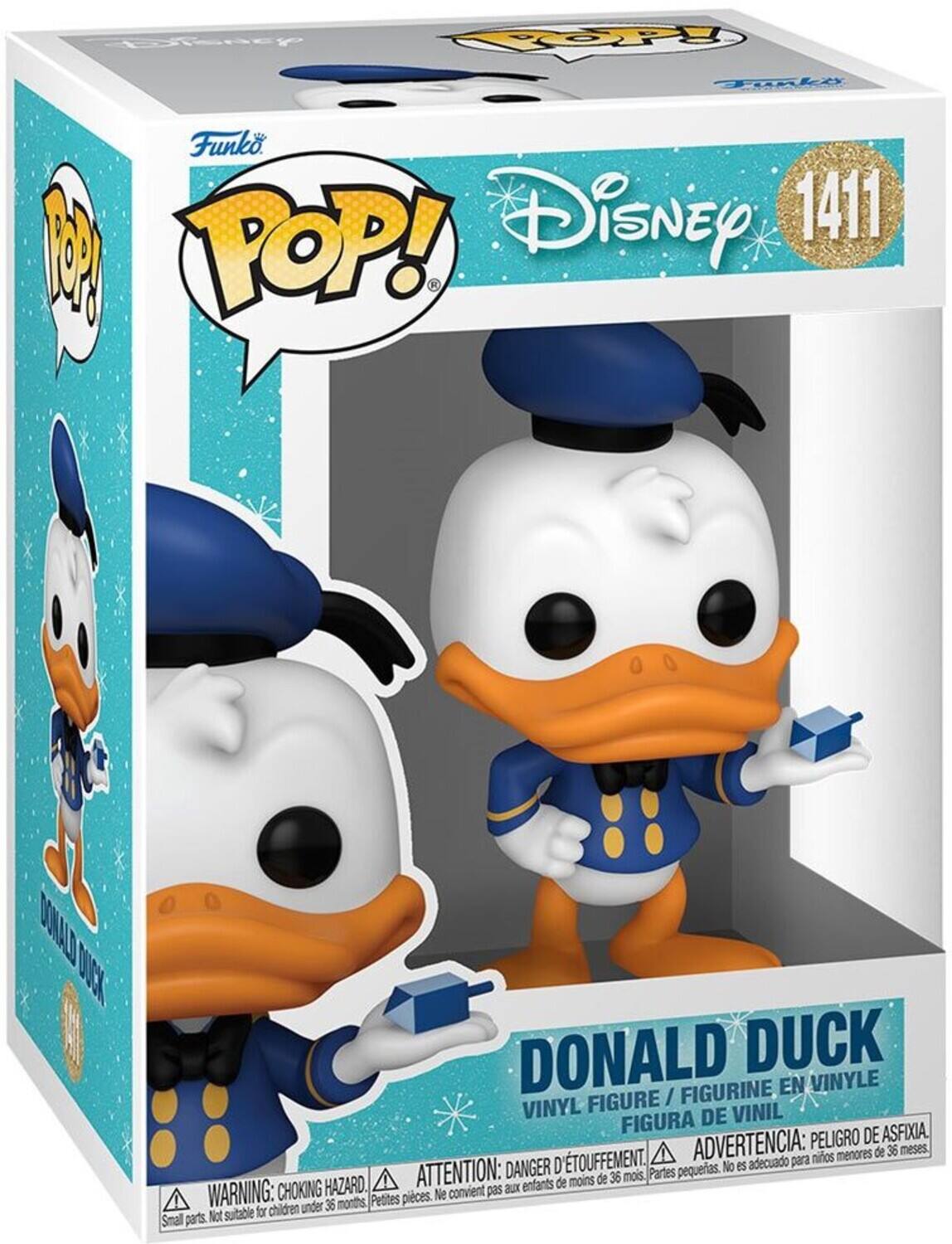 Disney 1411 1 POP! Donald Duck figurine en vinyle vinyl figure vinil figura de peligro de asfixia d'etouffement. Advertencia: para niños menores de 36 meses. Danger pequeños. No es adecuado. Attention: danger d'étouffement. Parts pequeñas. Not suitable for children under 36 months. Petites pièces. Warning: choking hazard.