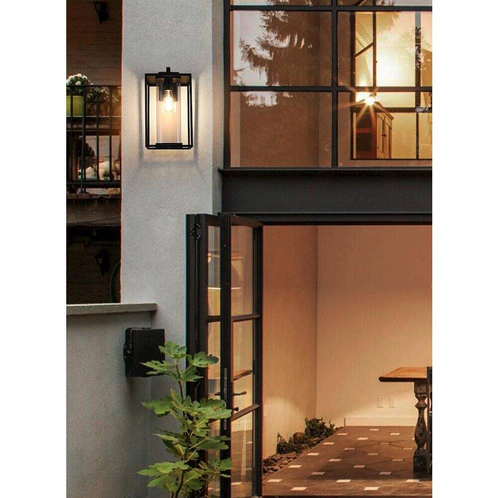 Alt View 4. Elegant Lighting - Memphis 8.5 Inch Outdoor Wall Sconce In Black - Black.
