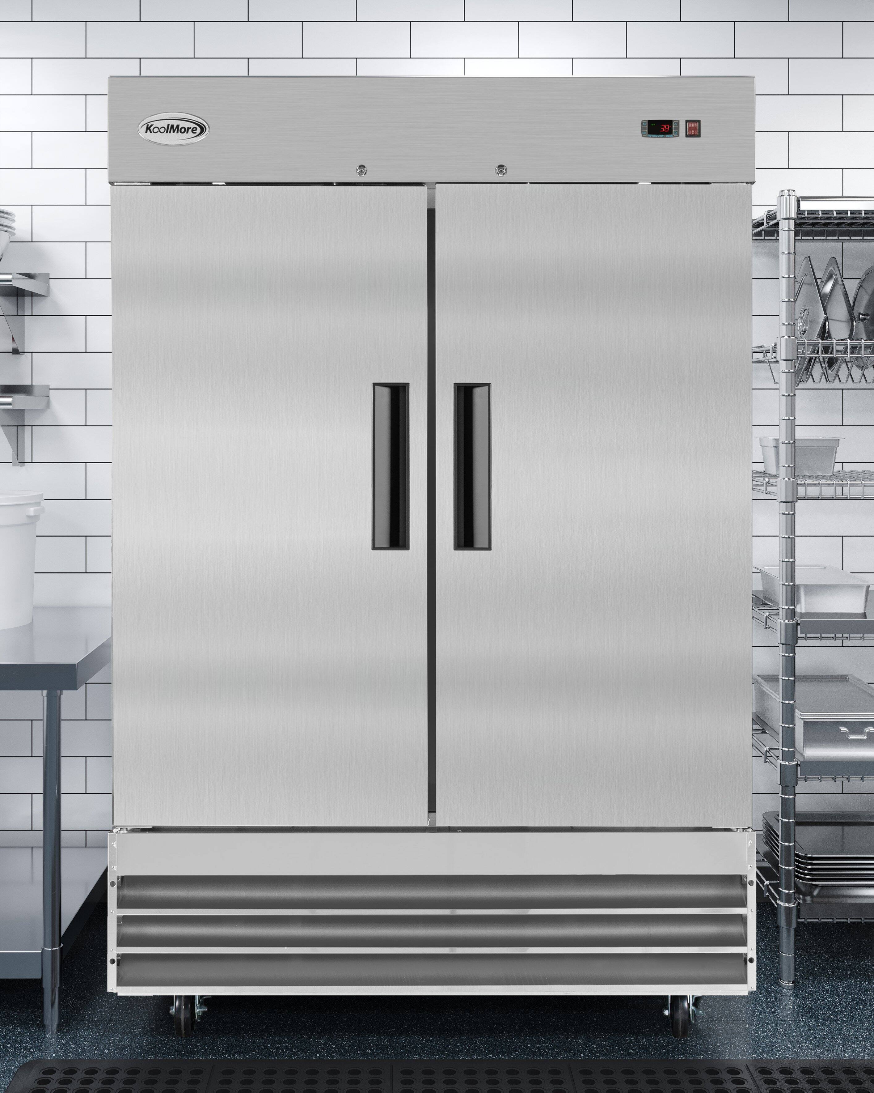 Alt View 4. Koolmore - 54 in. Two-Door Reach-In Freezer 47 cu ft. RIF-2D-SS - Stainless steel.