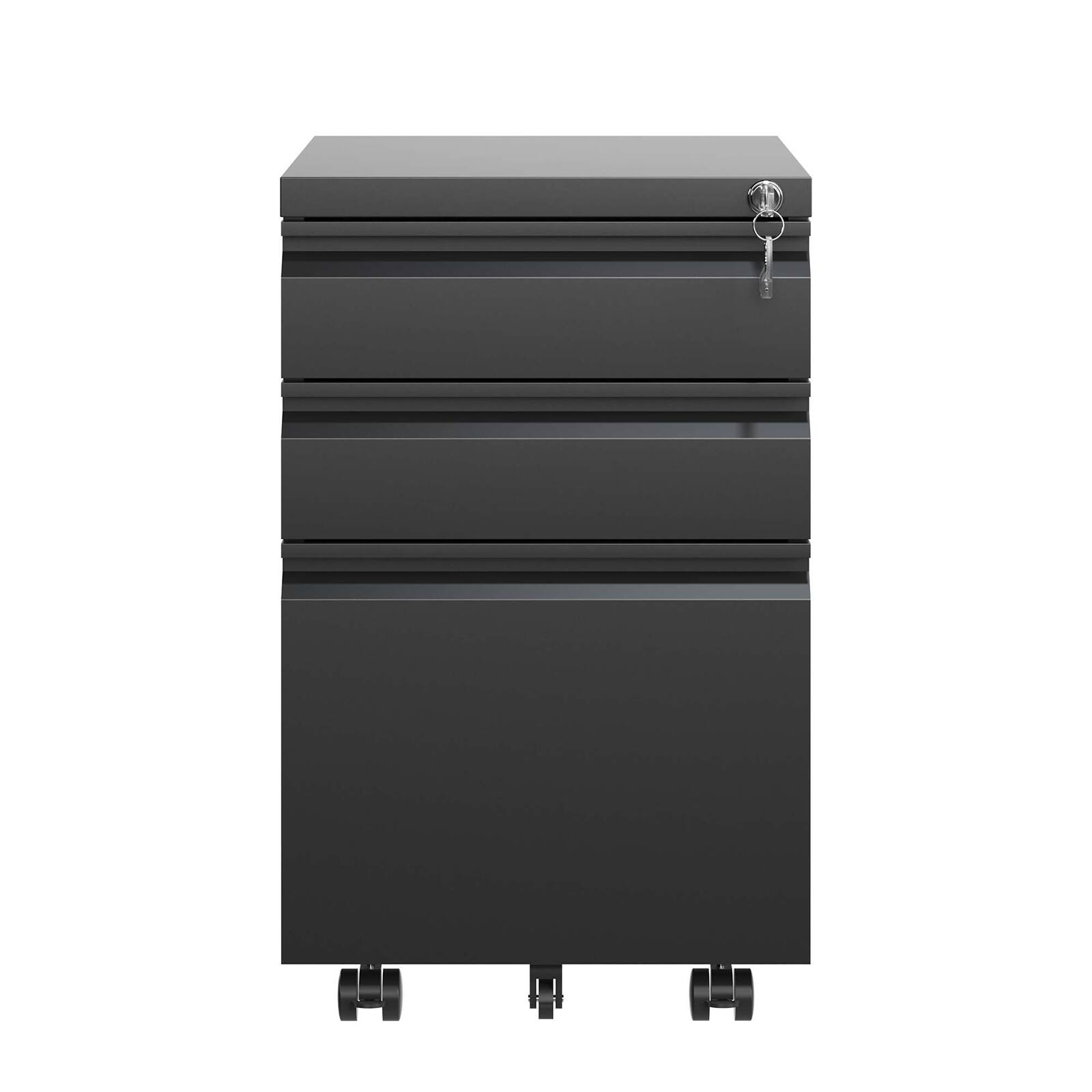 Alt View 7. Chateau Abodes - 3 Drawer Mobile File Cabinet with Lock, Metal Vertical Filing Storage for Home Office Organizer, Fully Assembled - Black.