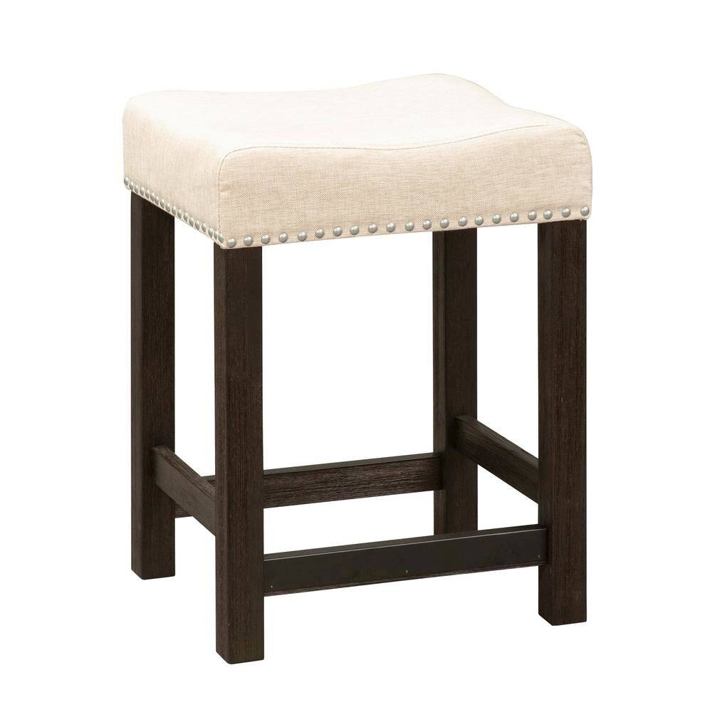 Angle. Starlight Canyon Home - Black Upholstered Stool for Vanity, Small Vanity Stool with Poplar Legs - Black.