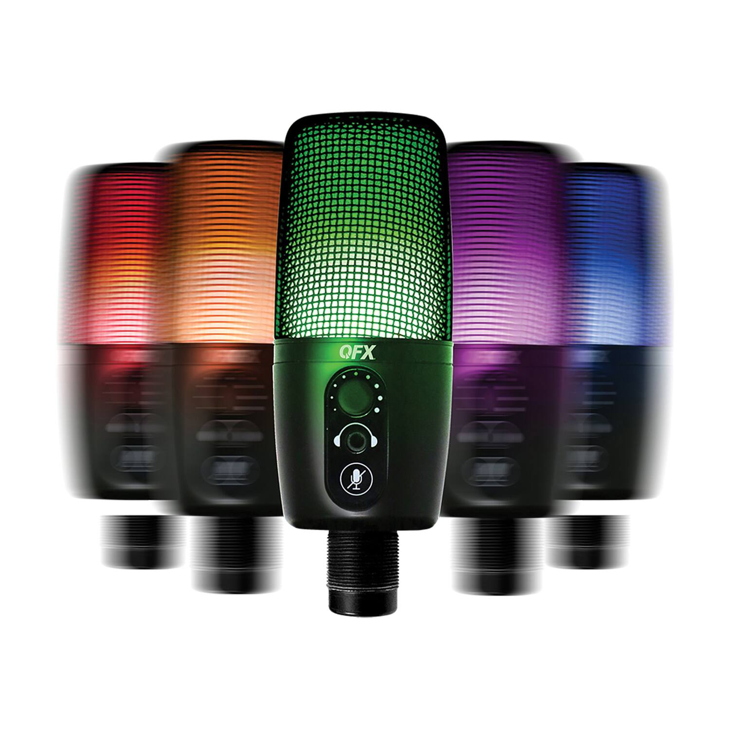 Alt View 5. QFX - Qfx M-192 M-192 Ultra-high-resolution Usb Microphone With Rgb Studio Lights And Desk Tripod Stand - black.