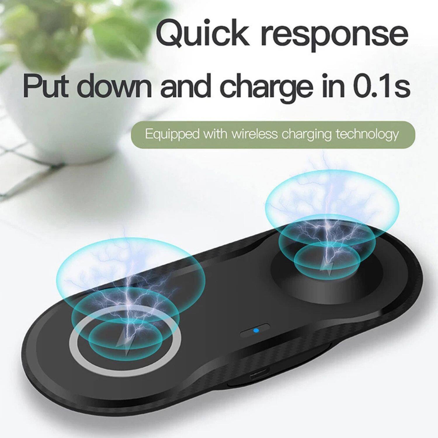 Quick response  
Put down and charge in 0.1s  
Equipped with wireless charging technology