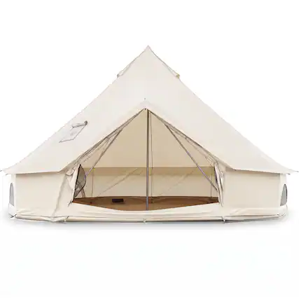 Front. Costway - Costway 13.5 ft Bell Tent with Stove Jack, Mesh Windows & Doors, Accommodates 4-6 Person - Beige.
