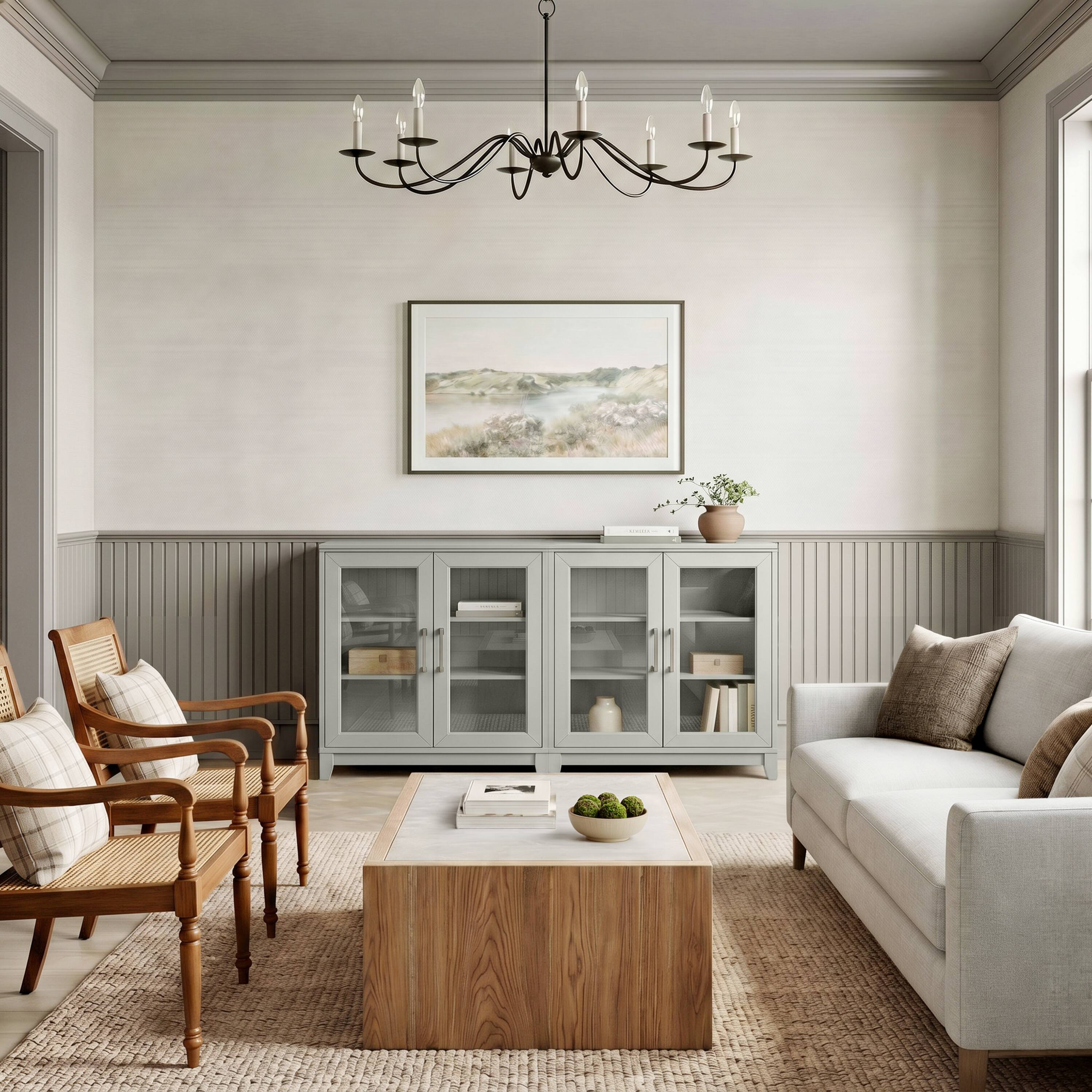 Alt View 5. Martha Stewart - 2PK 2-Door Cabinets with Soft-Close Doors-Premium Hardware - Bedford Gray/Brushed Stainless Steel Hardware.
