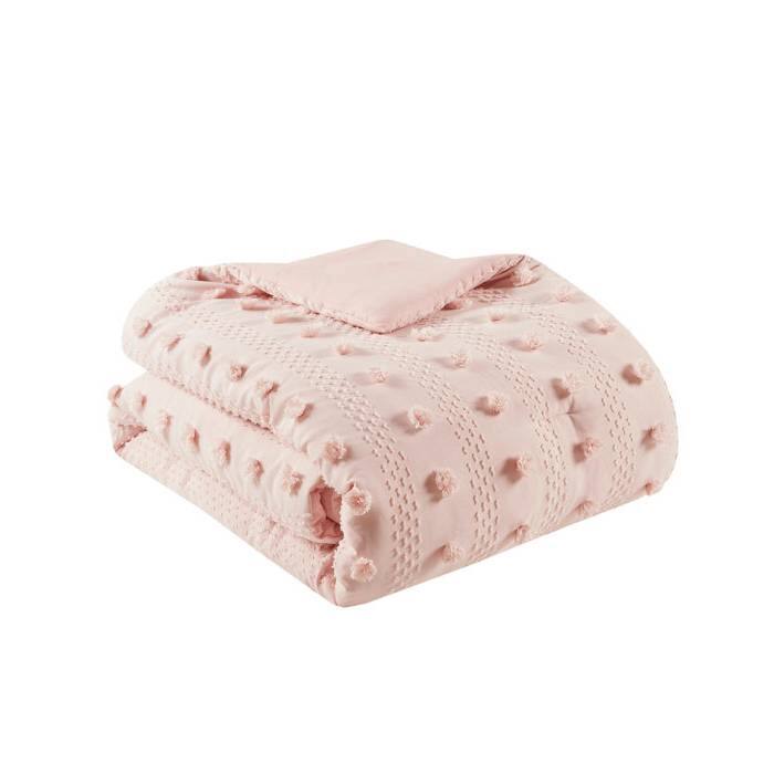 Back. Hivvago - Full/Queen 3-Piece Pink Pompom Microfiber Comforter Set - Pink.