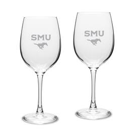 Jardine - SMU Mustangs 16oz. 2-Piece Traditional White Wine Glass Set - Multicolor
