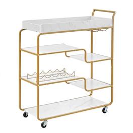 Ecooso - 6-Tier Bar Cart with Wine Rack, Glass Holder, and Retro Design - Gold