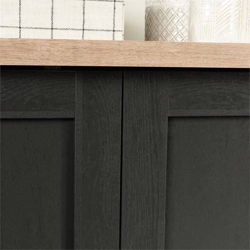 Back. Hivvago - FarmHouse Black Oak Drawer and Garment Rod Wardrobe Armoire - Black.