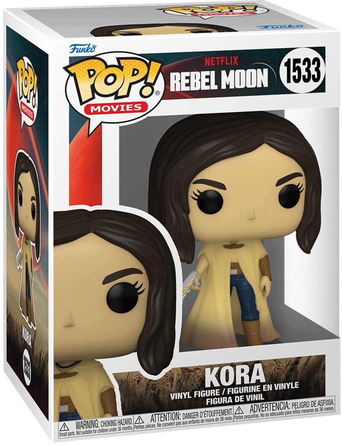 POP! MOVIES, Funko, NETFLIX, REBEL MOON, 1533, KORA, VINYLE FIGURE / FIGURINE VINYL, FIGURA DE VINIL, PELIGRO DE ASFIXIA D'TOUFFEMENT, ADVERTENCIA: para nios menores de 36 meses, DANGER d'ÉTOUFFEMENT, WARNING: CHOKING HAZARD, ATTENTION: aux enfants de moins de 36 mois, Small parts. Not suitable for children under 36 months, Petites pieces. Ne convient pas.