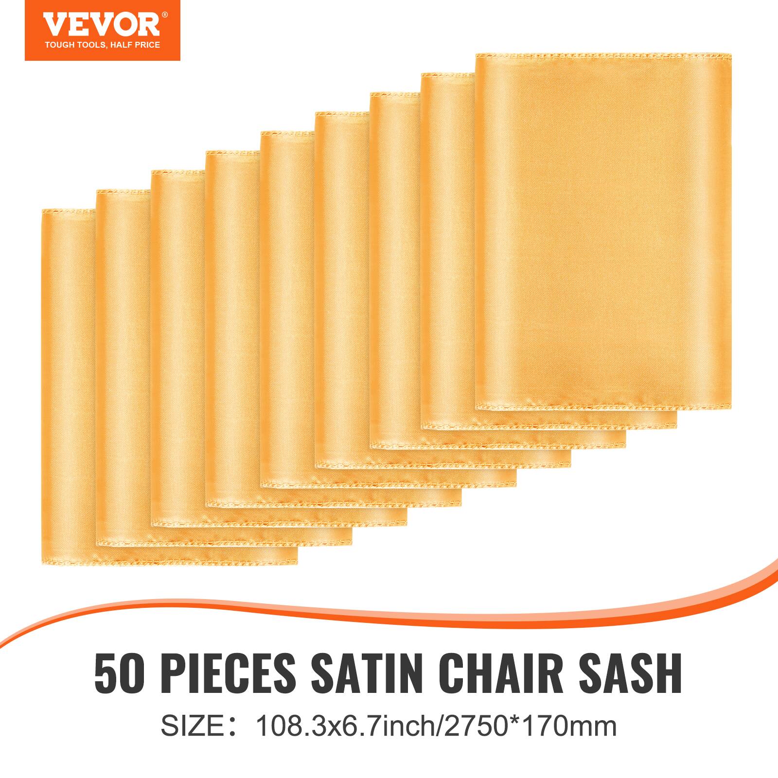 VEVOR TOUGH TOOLS, HALF PRICE, 50 PIECES SATIN CHAIR SASH, SIZE: 108.3x6.7inch/2750*170mm, 7inch, 2750*