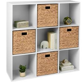 Best Choice Products - 9-Cube Bookshelf, 13.5in Display Storage System, Organizer w/ Removable Back Panels - White