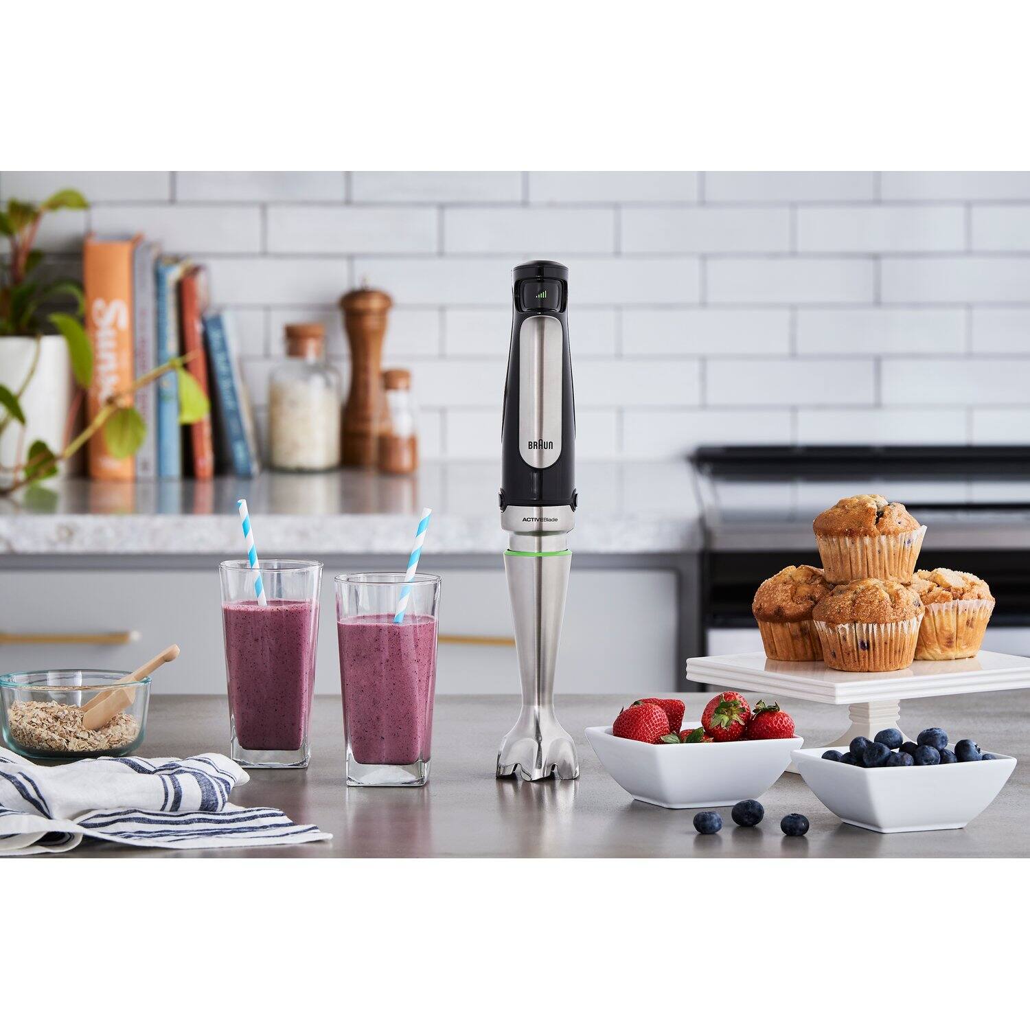 Alt View 8. Braun - MultiQuick Smart-Speed Hand Blender with 500 Watts of Power, Whisk, Masher, and 6-Cup Food Processor - Stainless Steel.