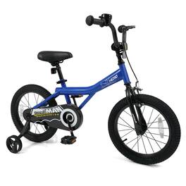 Costway - Kids Bike, 16 Inch Bicycle for Children with Removable Training Wheels, Dual Brakes - Blue