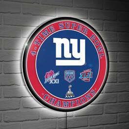 Evergreen Enterprises - New York Giants Four-Time Super Bowl Champions XL Round LED Wall Sign - Multicolor