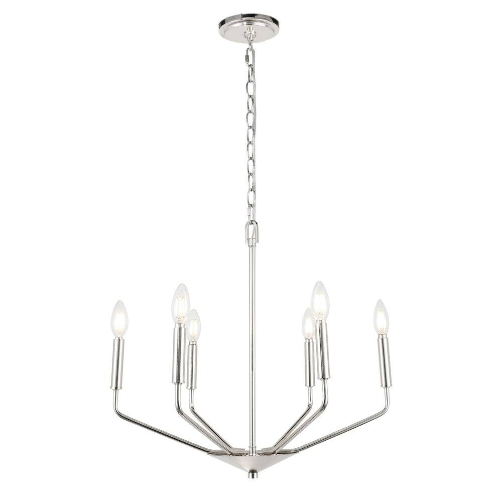 Alt View 4. Living District - Enzo 6 Light Chrome Pendant - Chrome.